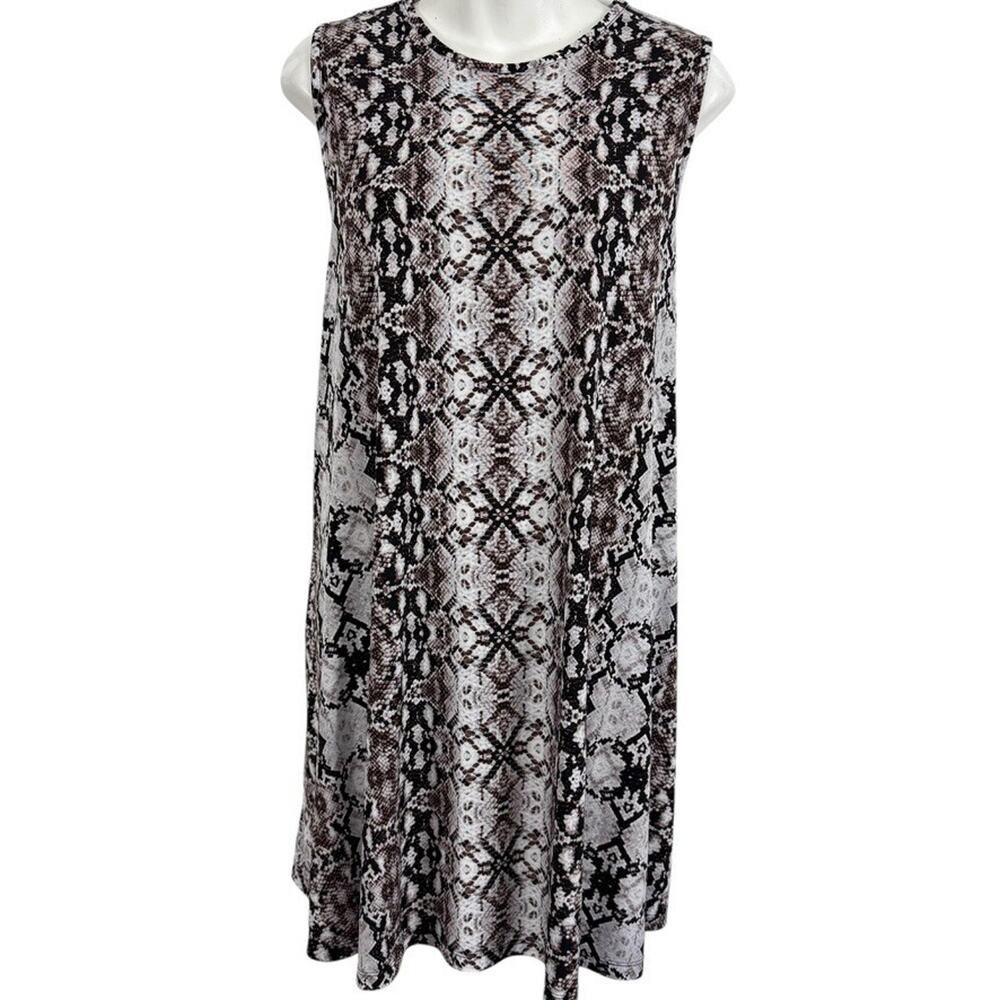 Nicole Miller New York Snake Print Jersey Knit Sleeveless Shift Dress sz M